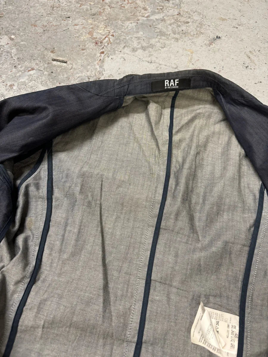 AW2009 Raf Simons Navy Denim Blazer Jacket fGPytbA 9