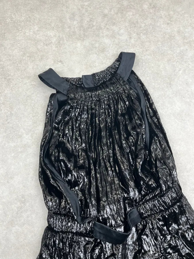 AW2009 Versace Black Silk Pleated Dress EvFmsGo 4