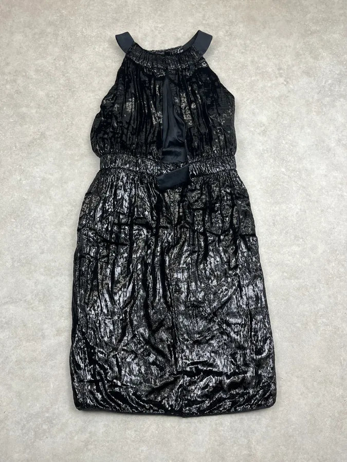 AW2009 Versace Black Silk Pleated Dress EvFmsGo 5