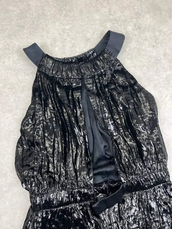 AW2009 Versace Black Silk Pleated Dress EvFmsGo 6