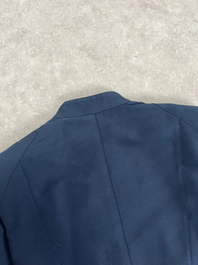 AW2009 Versace Navy Asymmetrical Buttoned Officier Blazer Jacket BLYEcUJ 6