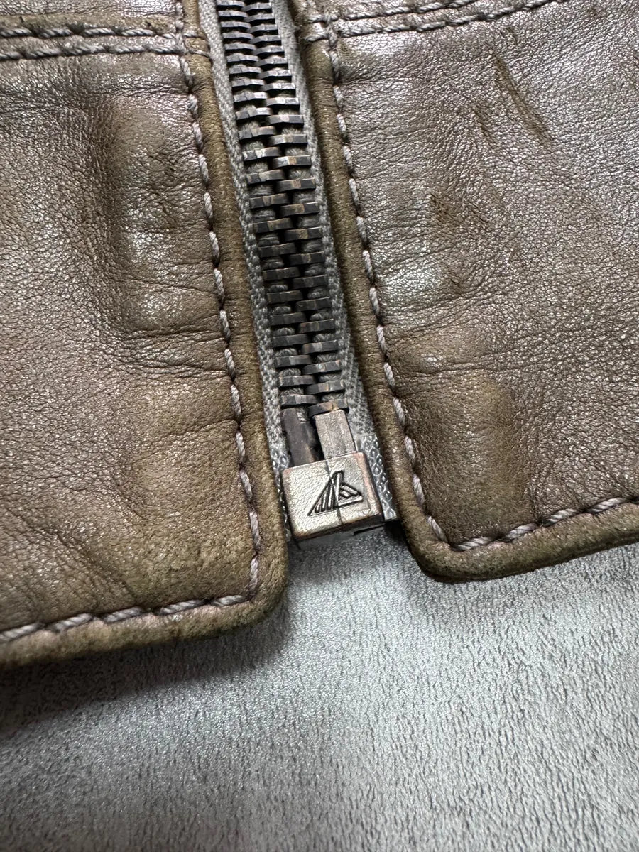 AW2009 Versace Triple Zips Brown Leather Jacket tFwmcId 1