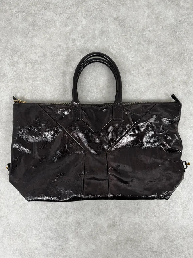 AW2009 Yves Saint Laurent Black Easy Patent Leather Handle Bag pDuTMnF 0