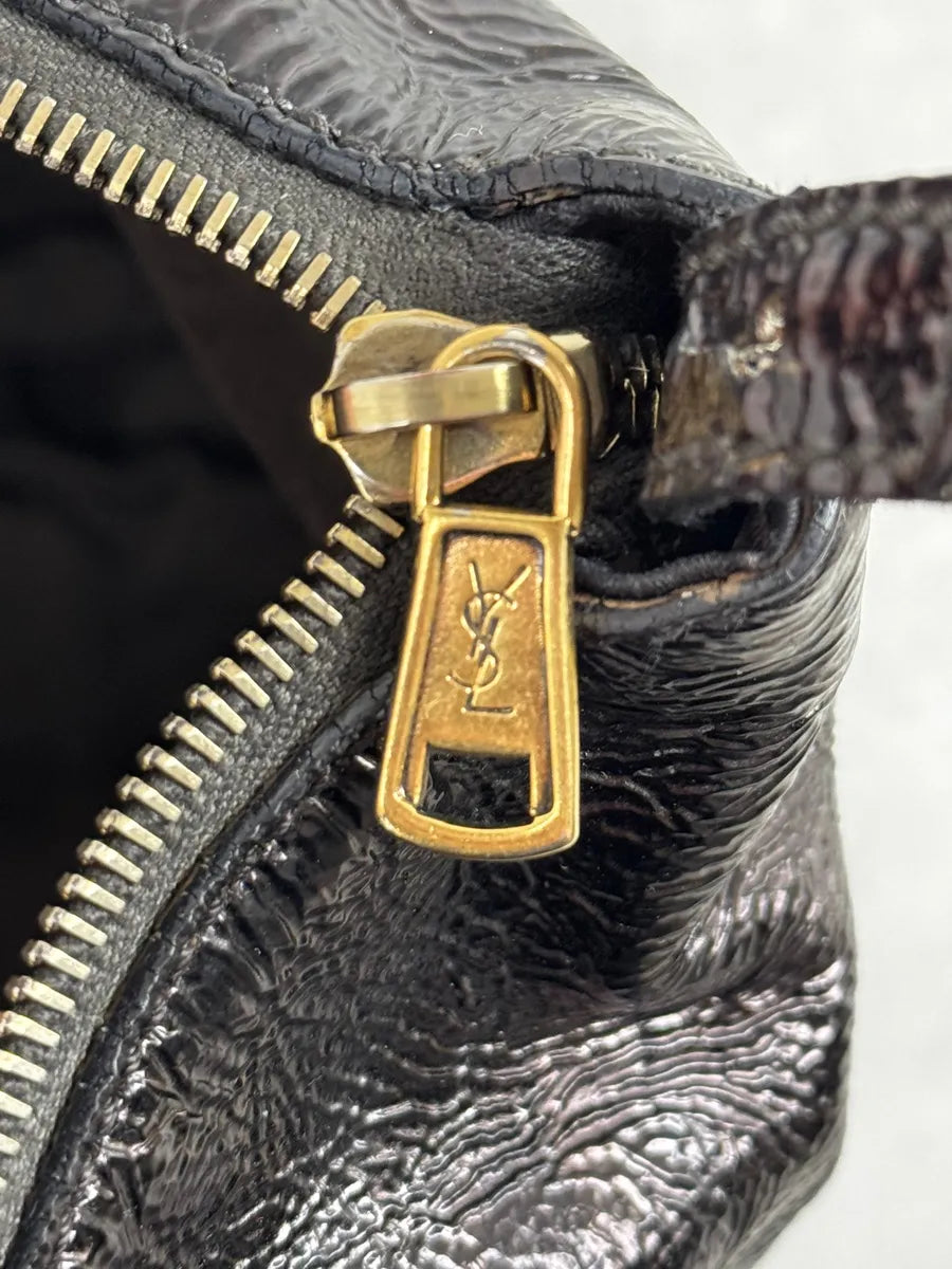 AW2009 Yves Saint Laurent Black Easy Patent Leather Handle Bag pDuTMnF 11