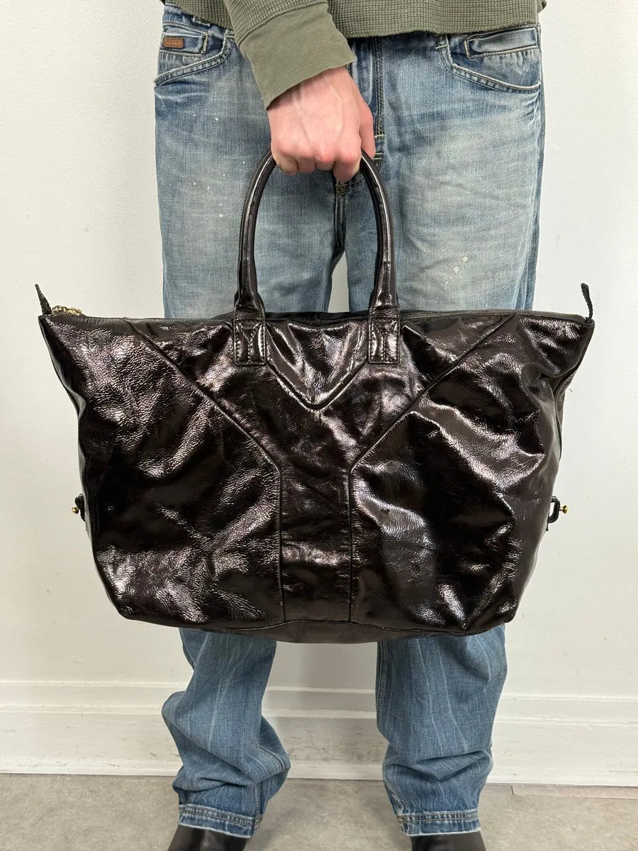 AW2009 Yves Saint Laurent Black Easy Patent Leather Handle Bag pDuTMnF 2