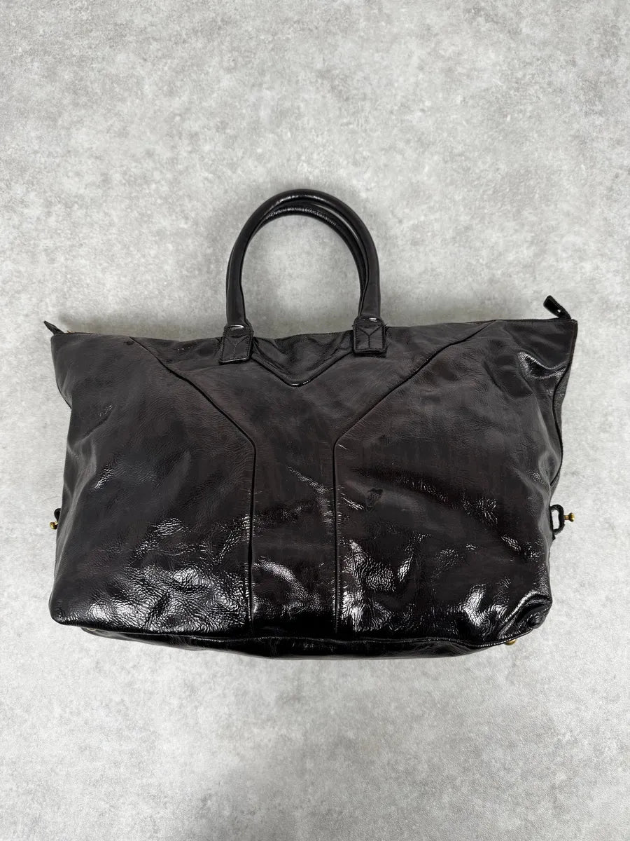 AW2009 Yves Saint Laurent Black Easy Patent Leather Handle Bag pDuTMnF 4