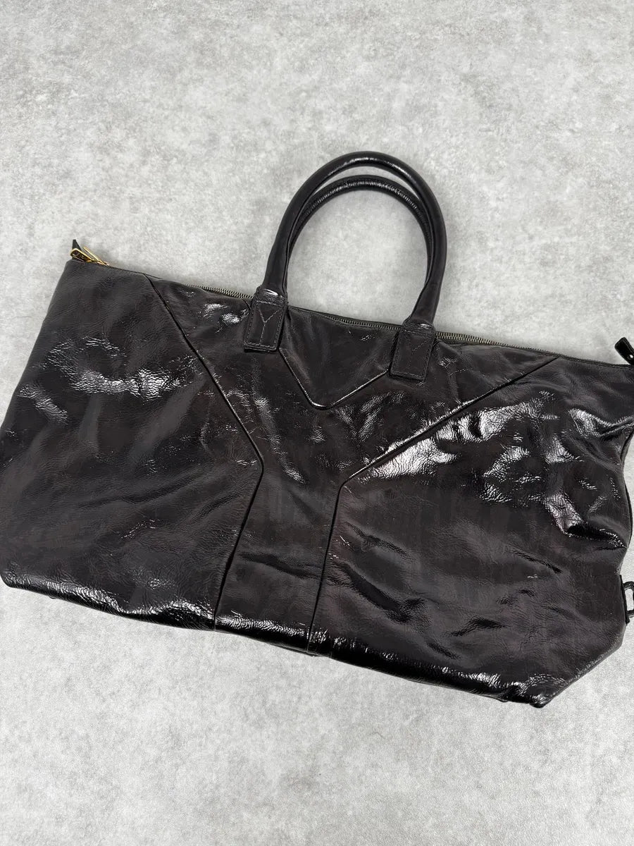 AW2009 Yves Saint Laurent Black Easy Patent Leather Handle Bag pDuTMnF 5