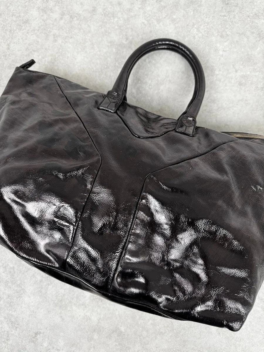 AW2009 Yves Saint Laurent Black Easy Patent Leather Handle Bag pDuTMnF 6