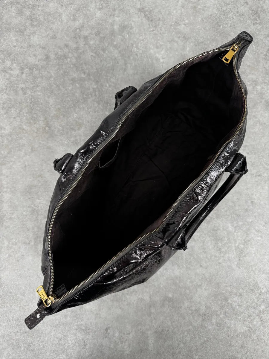 AW2009 Yves Saint Laurent Black Easy Patent Leather Handle Bag pDuTMnF 7