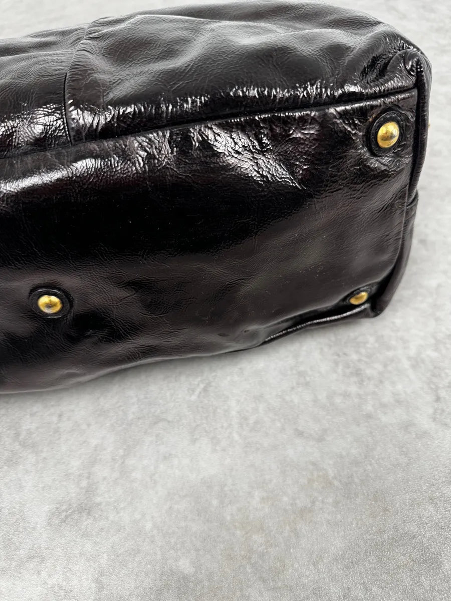 AW2009 Yves Saint Laurent Black Easy Patent Leather Handle Bag pDuTMnF 8
