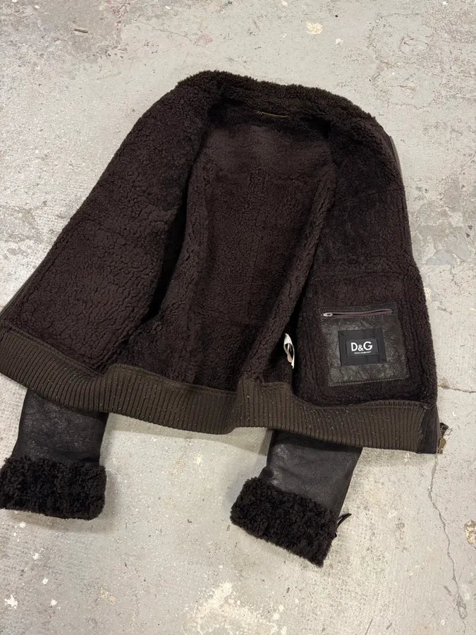 AW2009/10 Dolce & Gabbana Cargo Utility Bomber Shearling Leather Jacket (L) 10