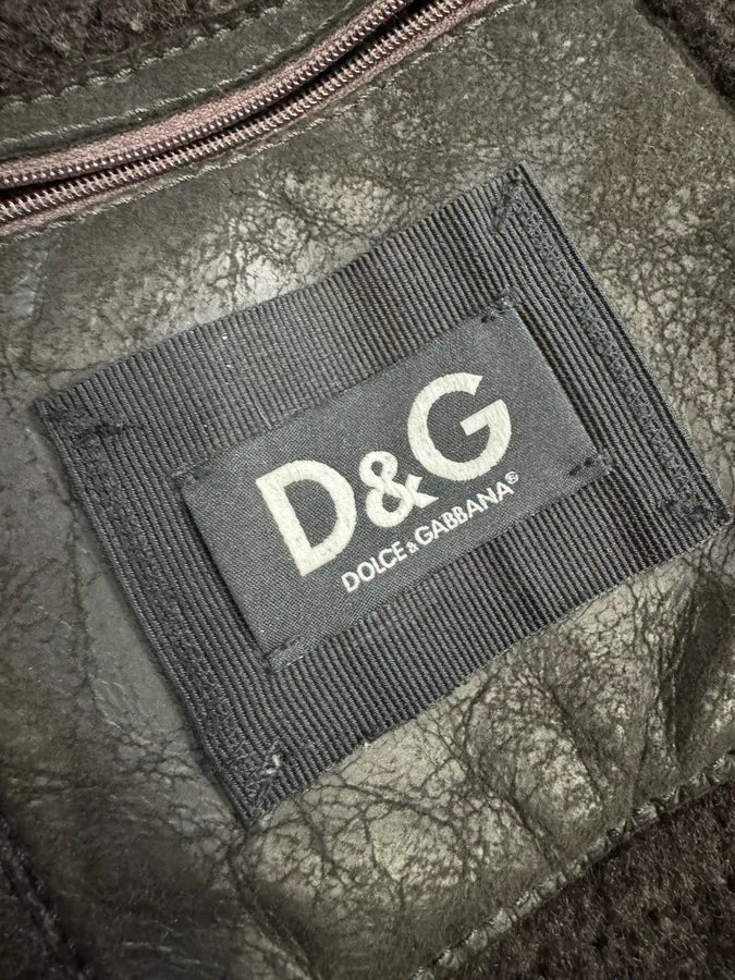 AW2009/10 Dolce & Gabbana Cargo Utility Bomber Shearling Leather Jacket (L) 11