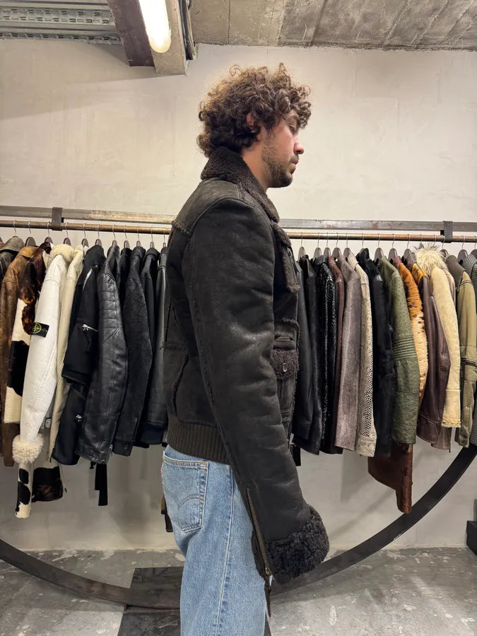 AW2009/10 Dolce & Gabbana Cargo Utility Bomber Shearling Leather Jacket (L) 15