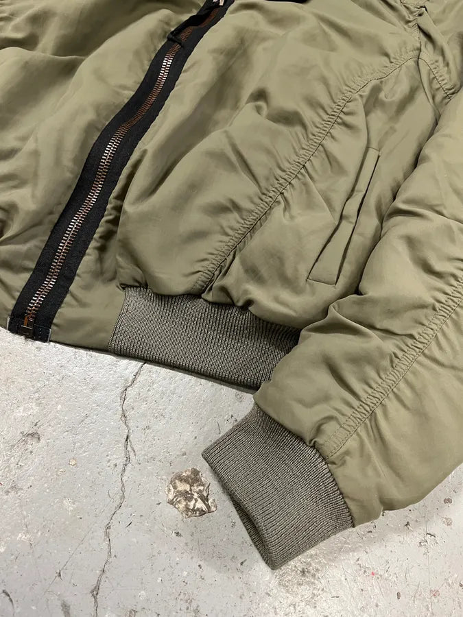 AW2010 Acne Studios Zippable Double Fur Collar Olive Bomber Jacket dmPhIdi 6