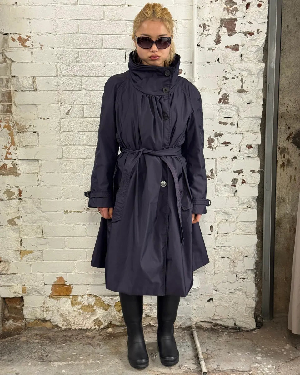 AW2010 Armani Collezioni Dark Purple Asymmetrical Light Trench Coat rKyZYxV 1