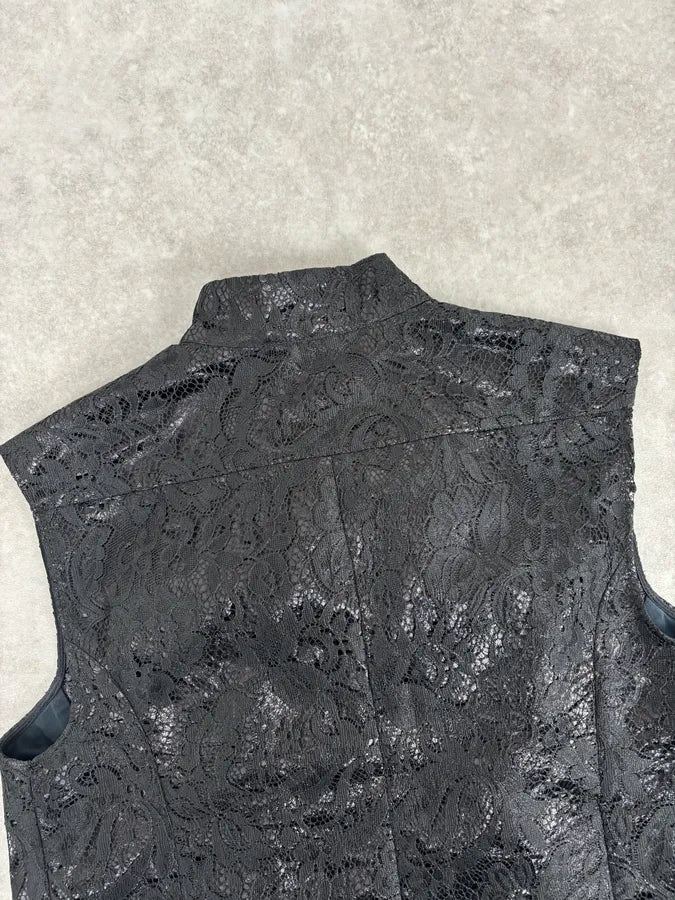 AW2010 Balenciaga Black Embroidered Vest lQwSBdF 5