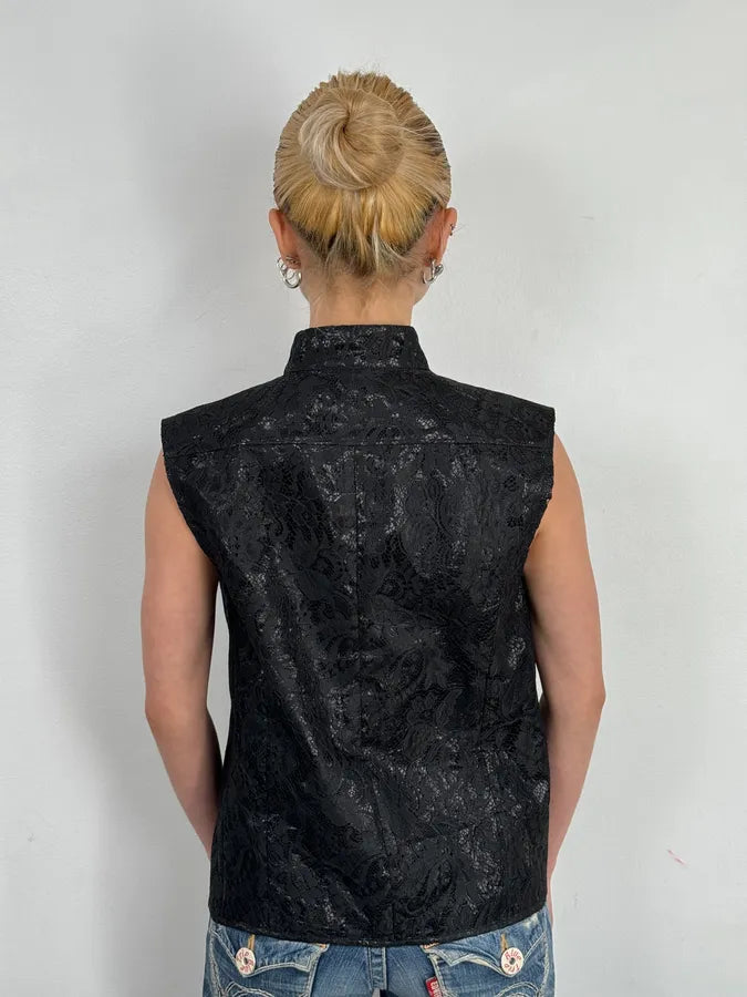 AW2010 Balenciaga Black Embroidered Vest lQwSBdF 2