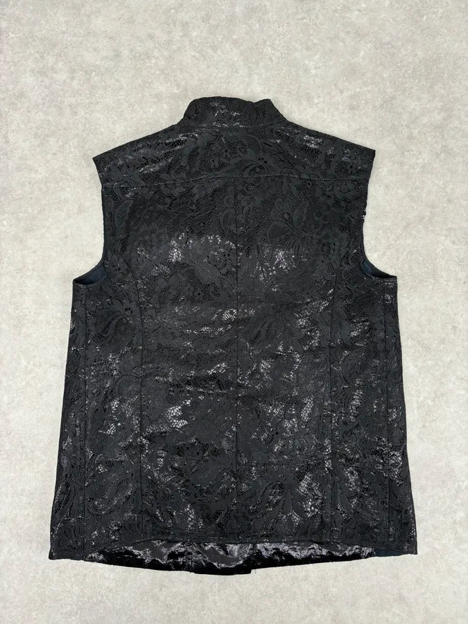 AW2010 Balenciaga Black Embroidered Vest lQwSBdF 4