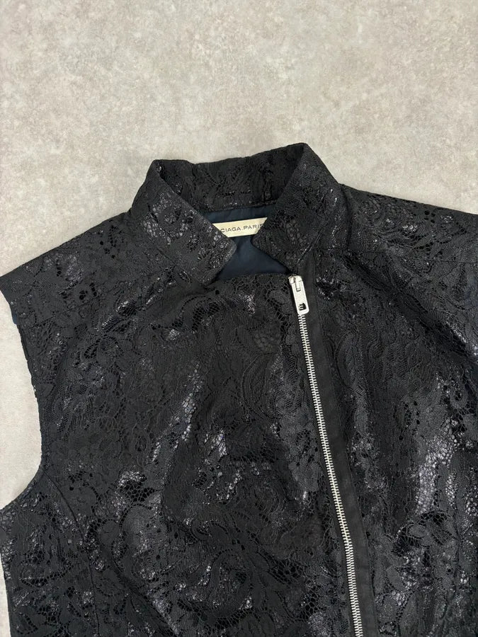 AW2010 Balenciaga Black Embroidered Vest lQwSBdF 3