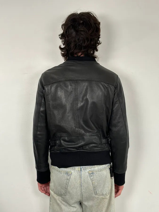 AW2010 Bikkembergs Black Sheep Leather Bomber Jacket EQuopID 2