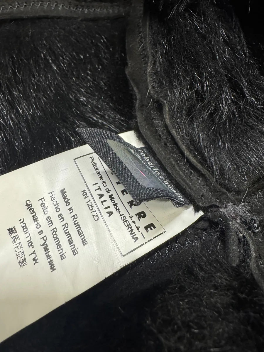 AW2010 Cavalli Black Leather Crocodile Effect Fur Royal Long Jacket AKRMUTl 8