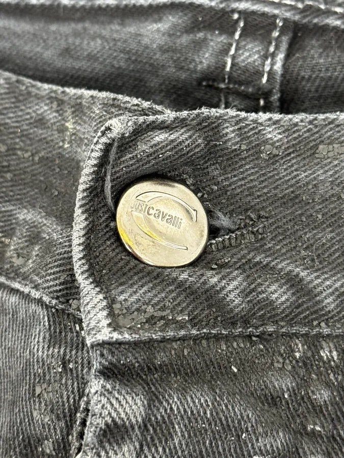 AW2010 Cavalli Black Striped Glitter Signature Denim Jeans XvJifDw 9
