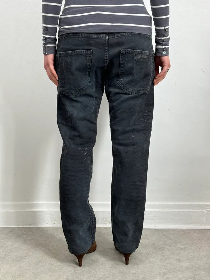 AW2010 Cavalli Black Striped Glitter Signature Denim Jeans XvJifDw 3