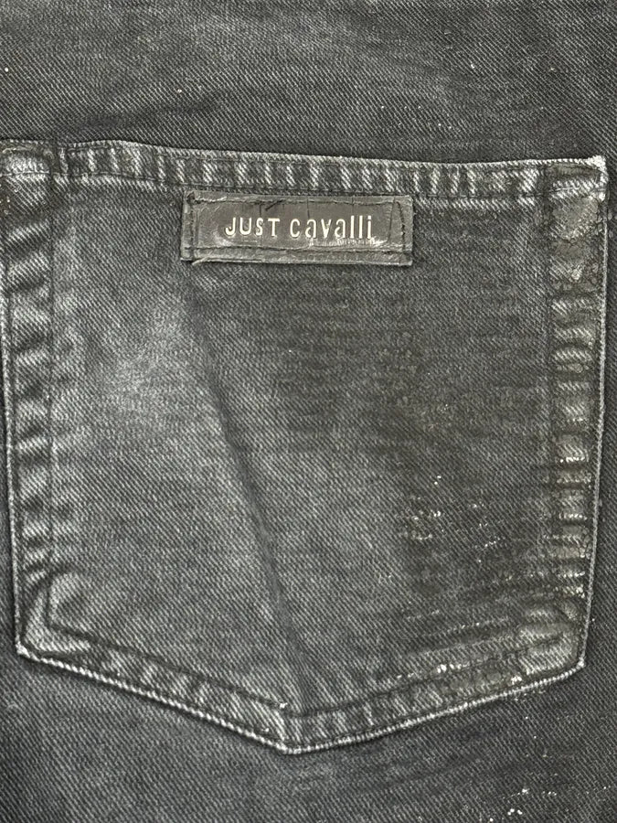 AW2010 Cavalli Black Striped Glitter Signature Denim Jeans XvJifDw 10