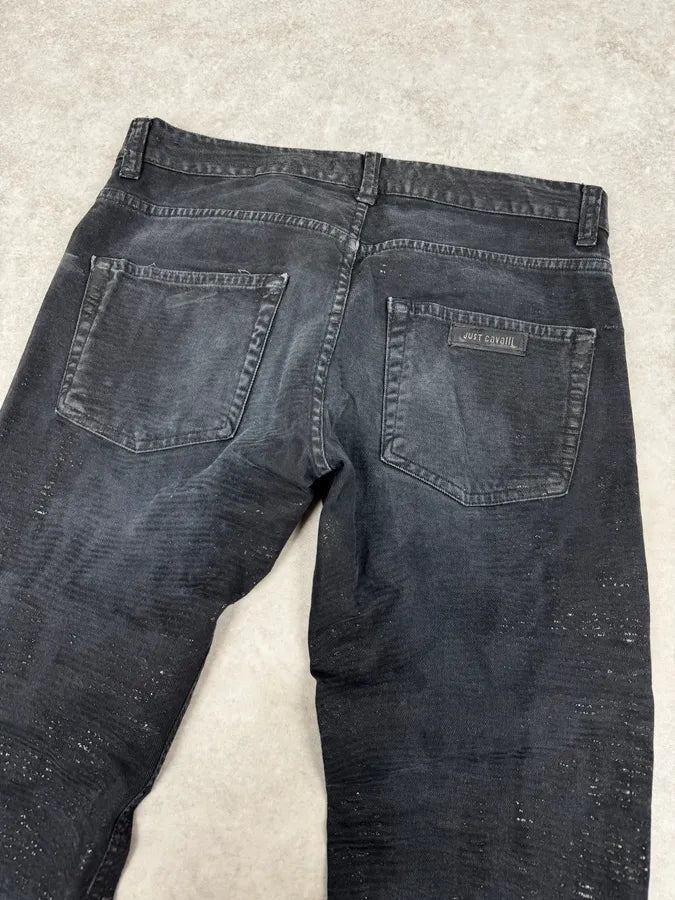 AW2010 Cavalli Black Striped Glitter Signature Denim Jeans XvJifDw 6