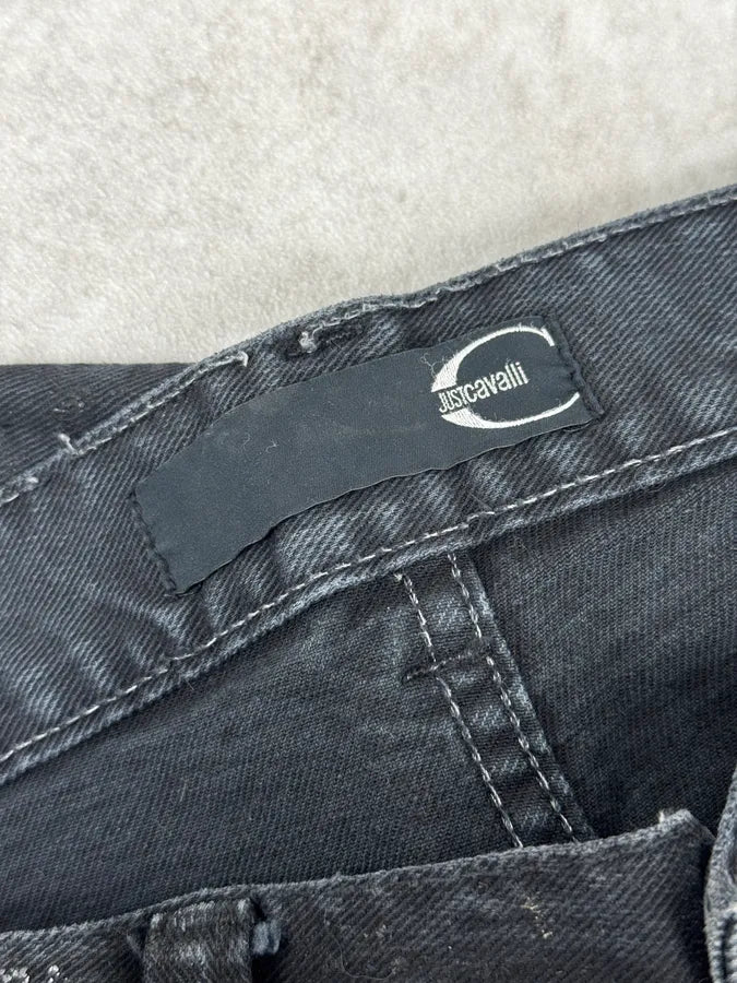 AW2010 Cavalli Black Striped Glitter Signature Denim Jeans XvJifDw 11
