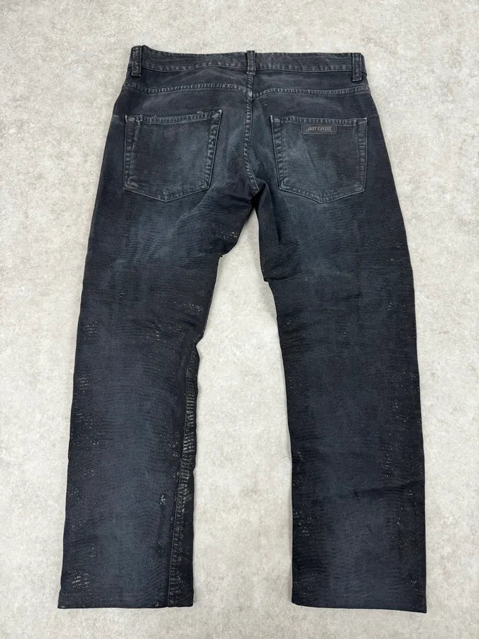 AW2010 Cavalli Black Striped Glitter Signature Denim Jeans XvJifDw 4
