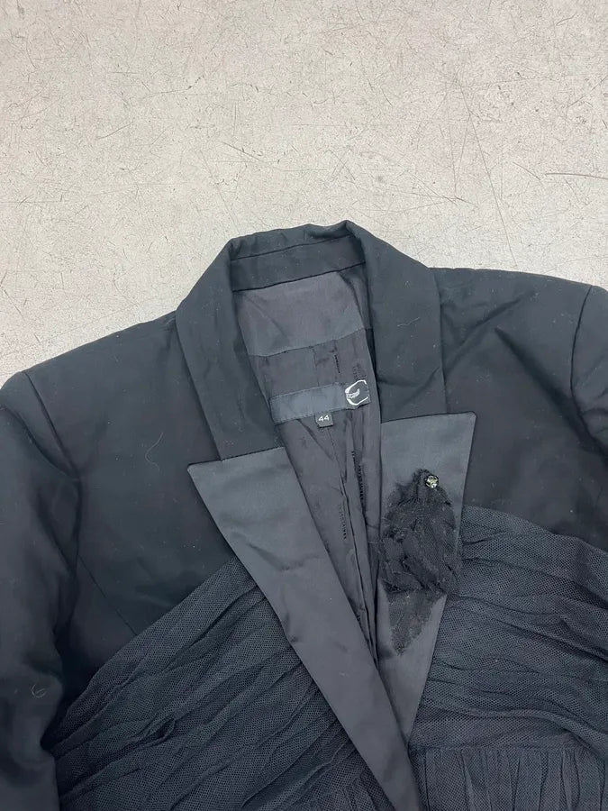 AW2010 Cavalli Black Tulle Ruched Blazer Jacket jwYmvIV 3