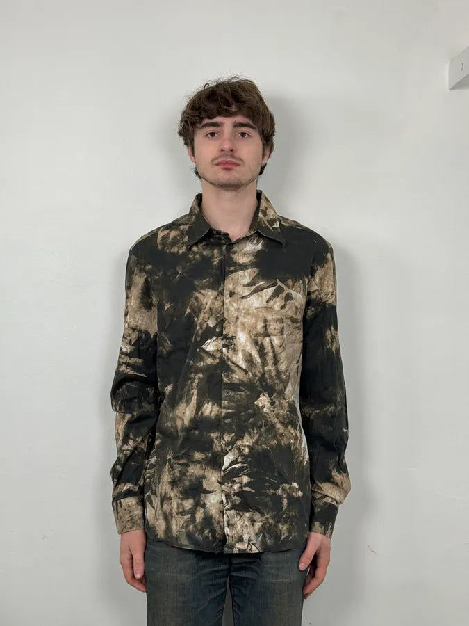 AW2010 Cavalli Brown Leaf Print Modern Shirt mPrnvtw 1