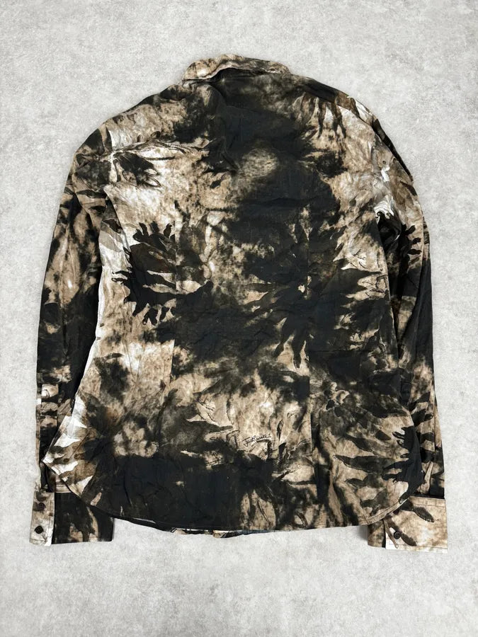 AW2010 Cavalli Brown Leaf Print Modern Shirt mPrnvtw 3