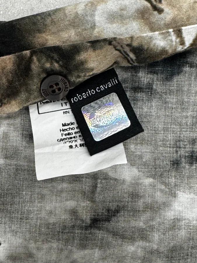 AW2010 Cavalli Brown Leaf Print Modern Shirt mPrnvtw 9