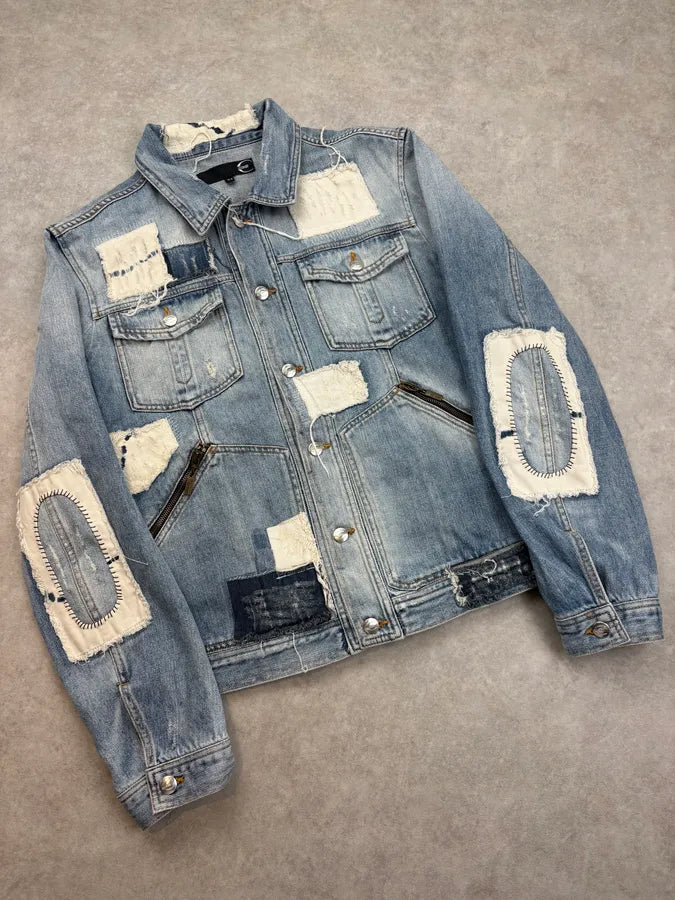 AW2010 Cavalli Destructured Patchwork Denim Jacket zyrBgVZ 3