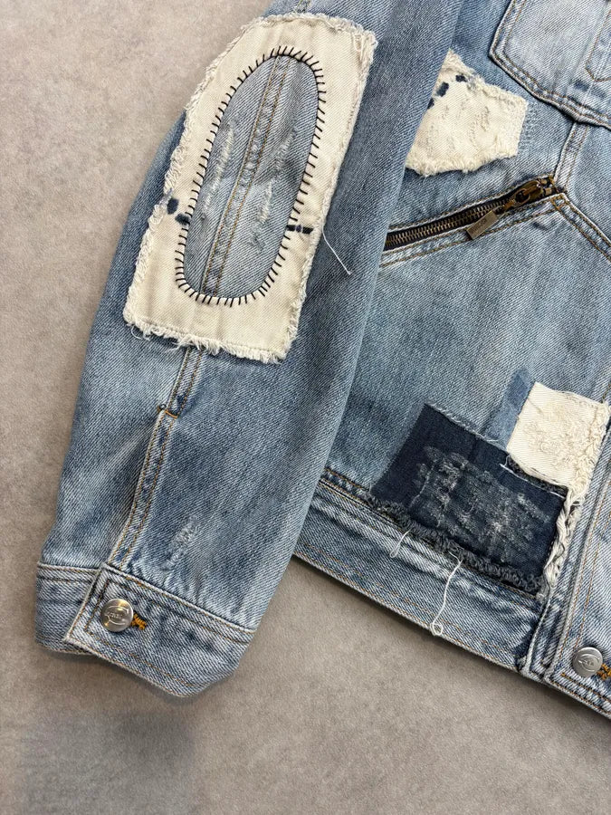 AW2010 Cavalli Destructured Patchwork Denim Jacket zyrBgVZ 7
