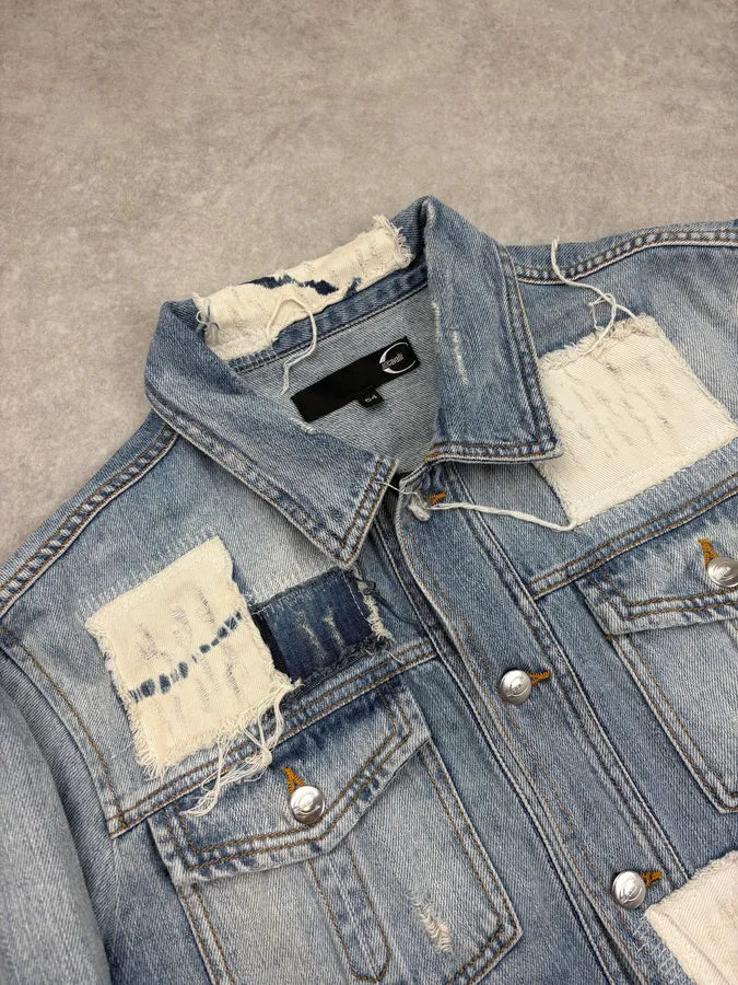 AW2010 Cavalli Destructured Patchwork Denim Jacket zyrBgVZ 4