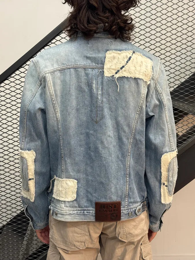 AW2010 Cavalli Destructured Patchwork Denim Jacket zyrBgVZ 2