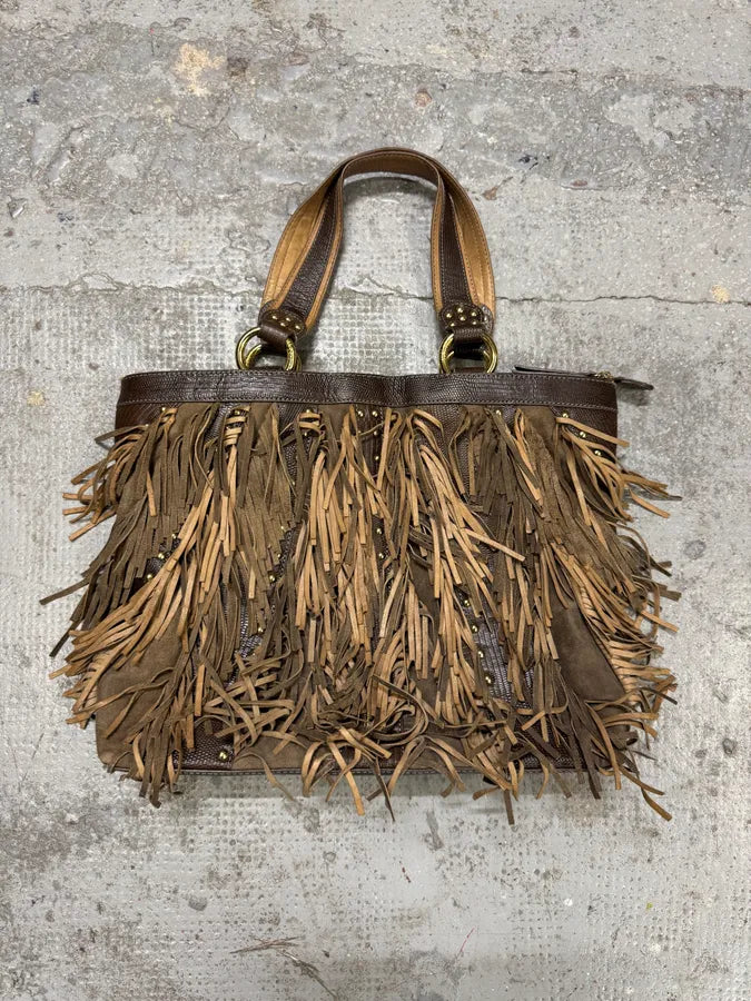 AW2010 Cavalli Fringe Cowboy Brown Leather Handle Bag (OS) vonzEyK 1