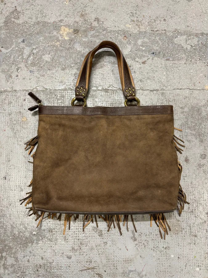 AW2010 Cavalli Fringe Cowboy Brown Leather Handle Bag (OS) vonzEyK 3