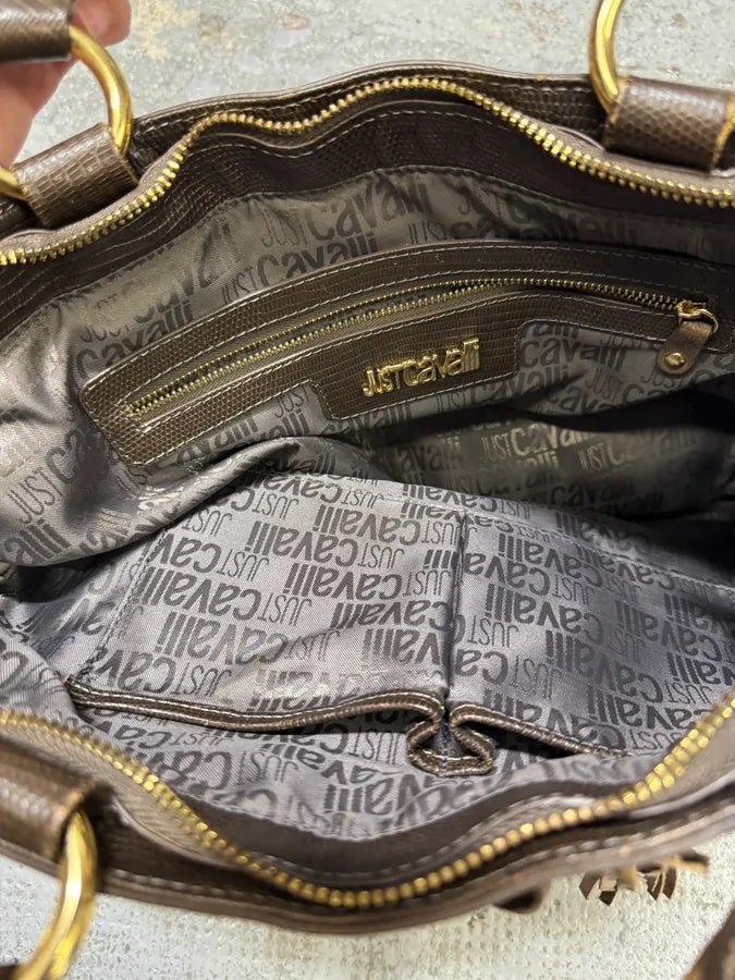 AW2010 Cavalli Fringe Cowboy Brown Leather Handle Bag (OS) vonzEyK 7