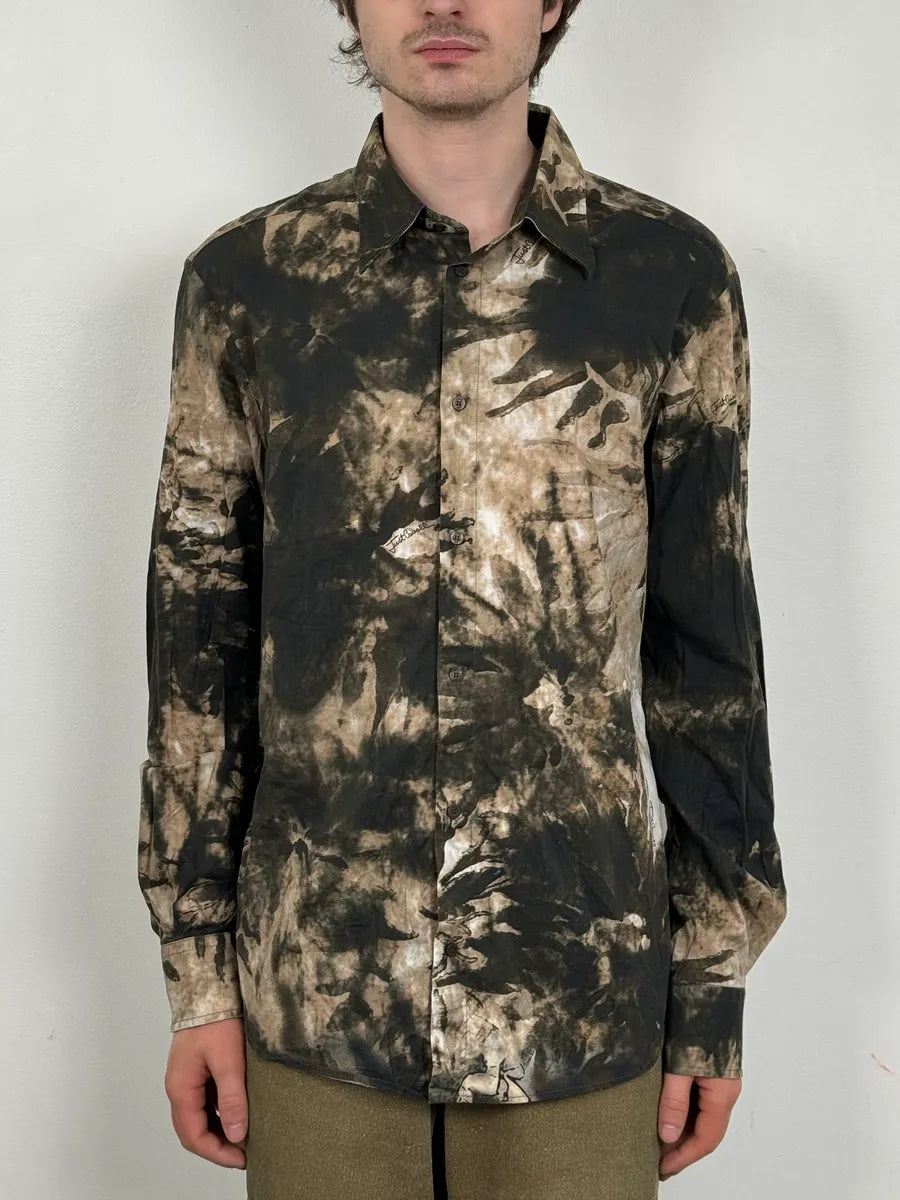 AW2010 Cavalli Handpaint Bleached Brown & Beige Shirt XvFZBEk 1