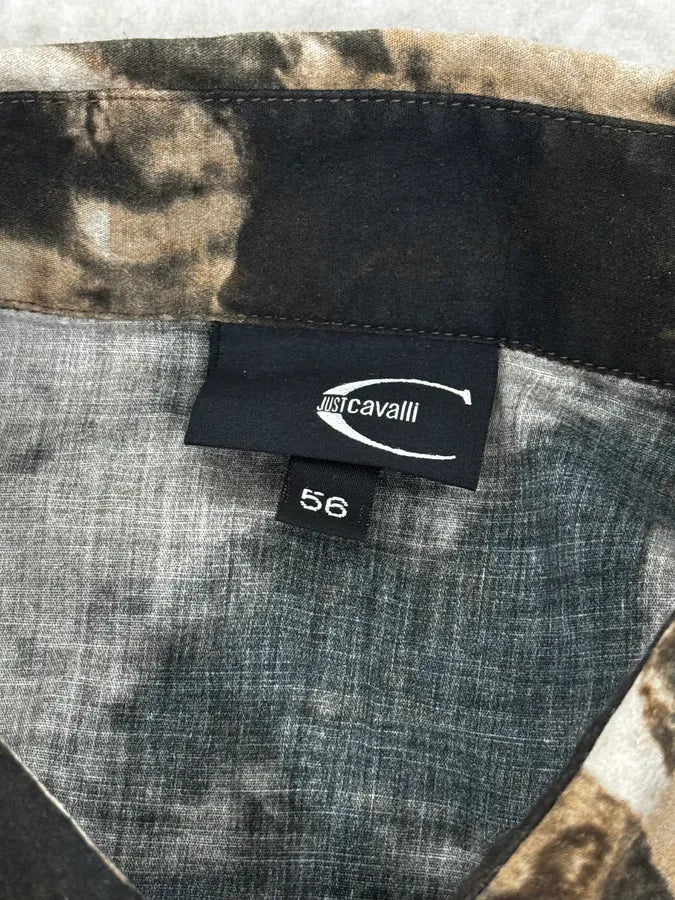 AW2010 Cavalli Handpaint Bleached Brown & Beige Shirt XvFZBEk 9