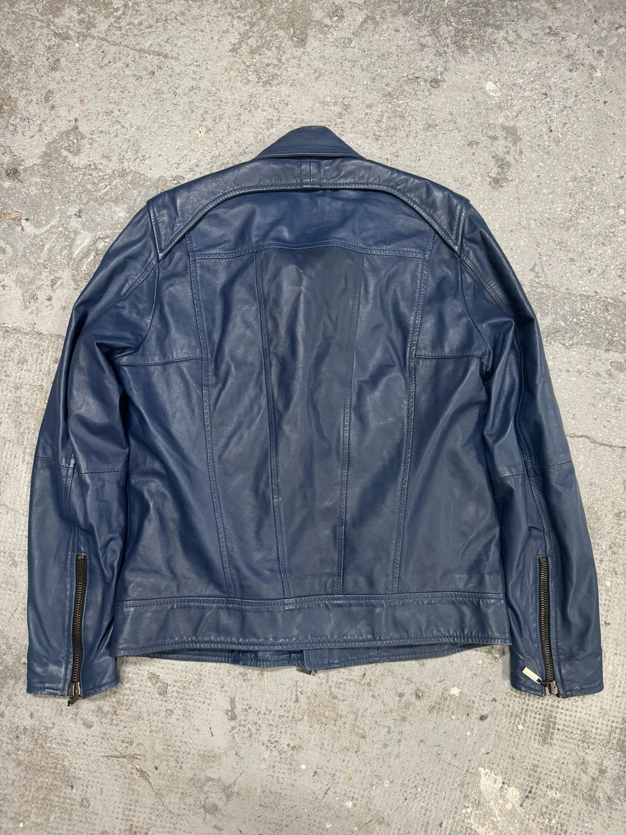 AW2010 Cavalli Navy Bondage Cargo Leather Jacket SFRMuya 3