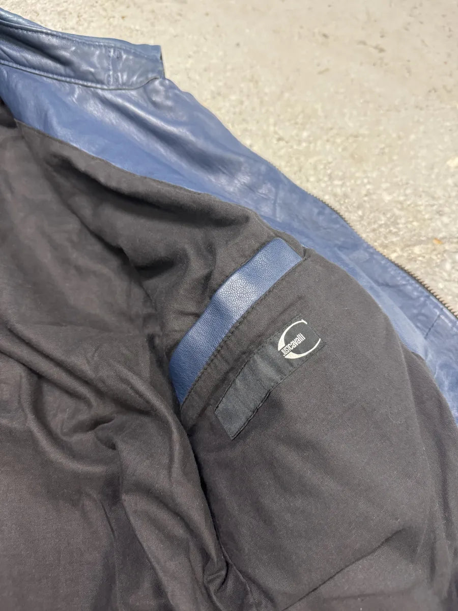 AW2010 Cavalli Navy Bondage Cargo Leather Jacket SFRMuya 4