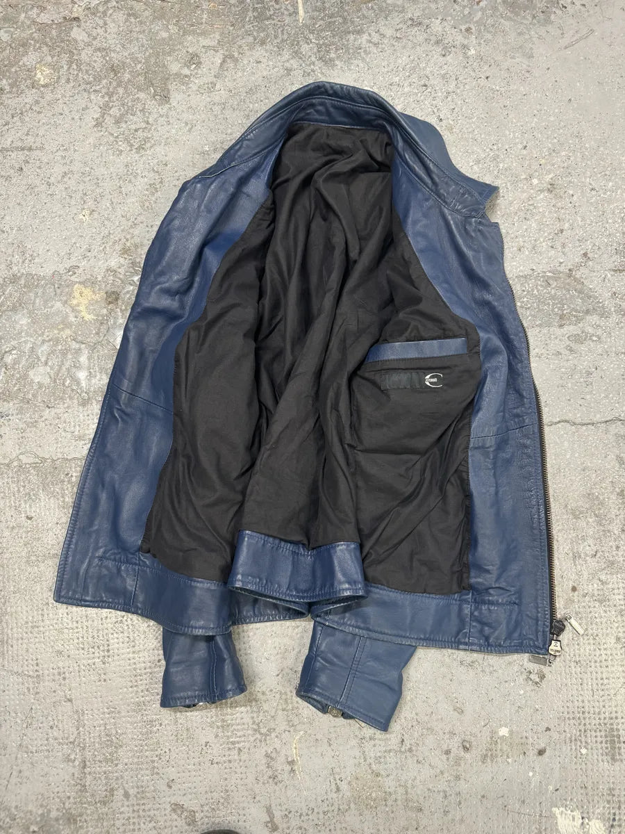 AW2010 Cavalli Navy Bondage Cargo Leather Jacket SFRMuya 8