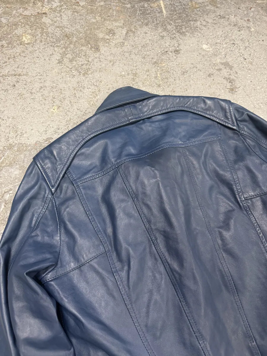 AW2010 Cavalli Navy Bondage Cargo Leather Jacket SFRMuya 9