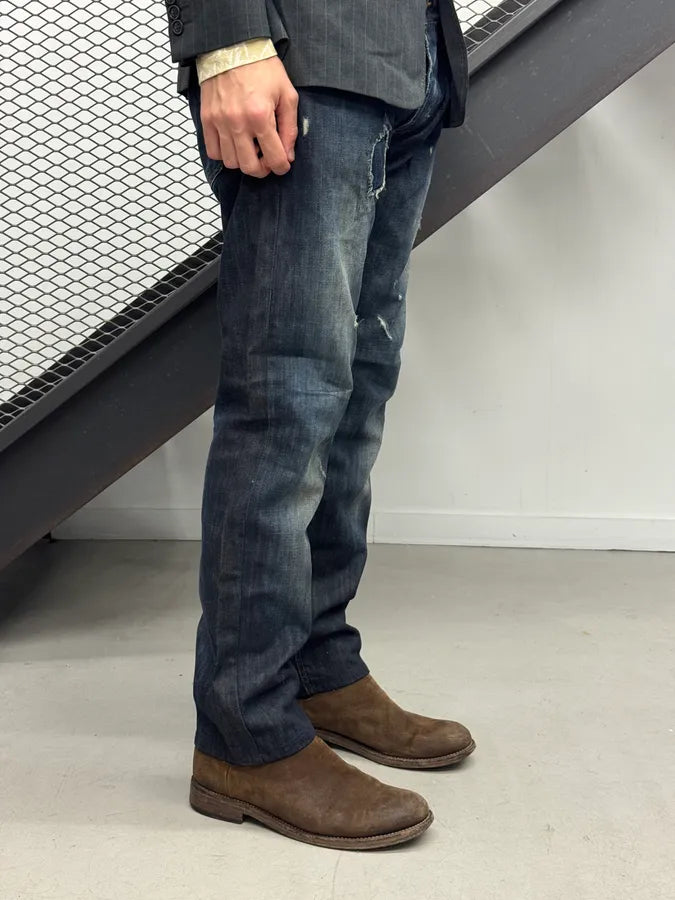 AW2010 Cavalli Faded Navy Obscure Distressed Denim Jeans nYzgRiL 1