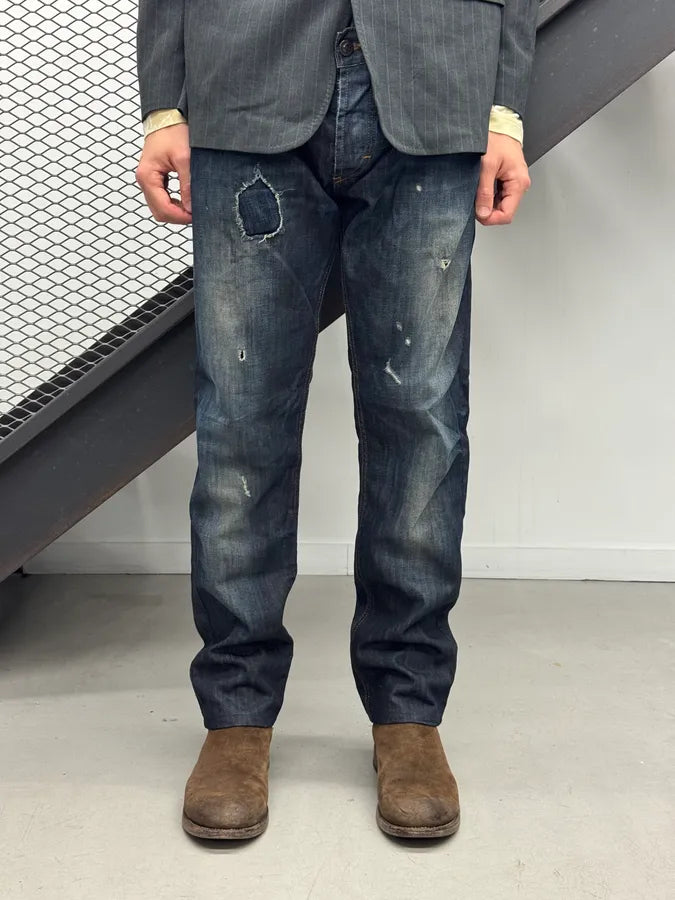 AW2010 Cavalli Faded Navy Obscure Distressed Denim Jeans nYzgRiL 0